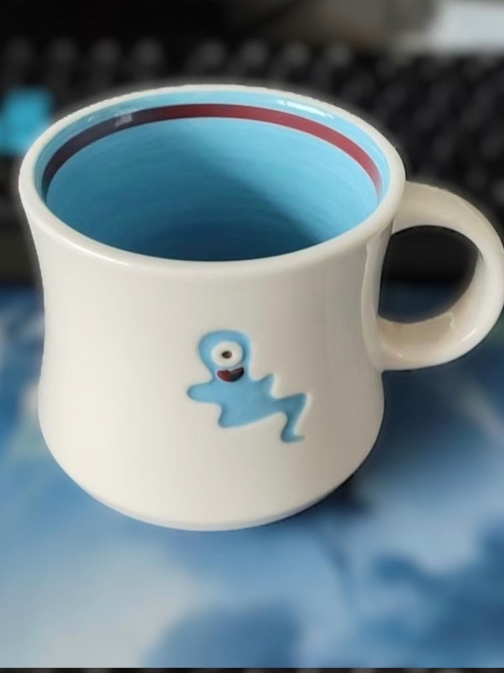 Starbucks 2006 Vintage Halloween Pals Mug Blue One Eyed Ghost Cyclops 14oz